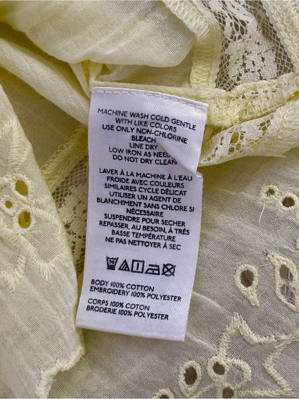 NWT Free People Day Dreamer EARLY BLOOMER YELLOW Embroidered Eyelet Lace Top XS - Picture 6 of 6